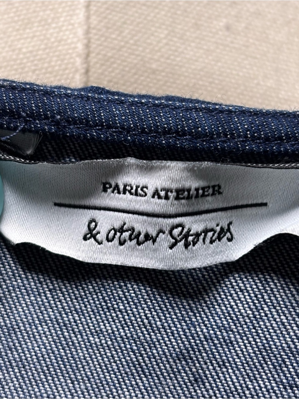 & Other Stories Blue Denim Button-Down Sailor Collar Shirt Size 4 - Picture 9 of 12